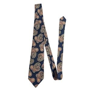 Men's XMI for Nordstrom Dark Blue Paisley Silk Tie Hand Sewn Work / Wedding‎
